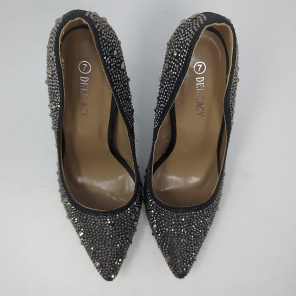 Delicacy Belinda Pointy Toe Rhinestones Slip-On High Heels Womens Size 7 - Picture 4 of 8